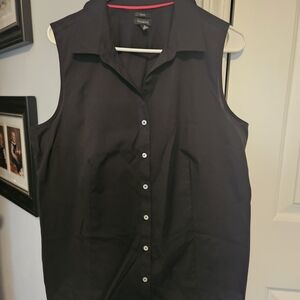 Talbots Black Sleeveless Button Down Shirt